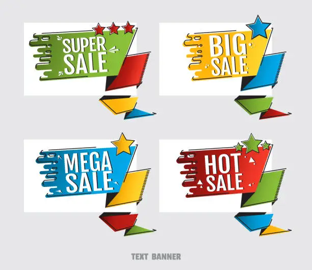 Vector illustration of Super sale. Big sale. Mega sale. Hot sale. Creative design sticker for print or web, media, promotional material, web app banner, for web sites and social networks. Advertising sales banner template