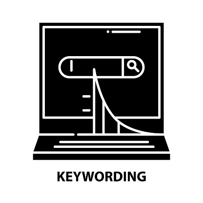 keywording symbol icon, black vector sign with editable strokes, concept symbol illustration