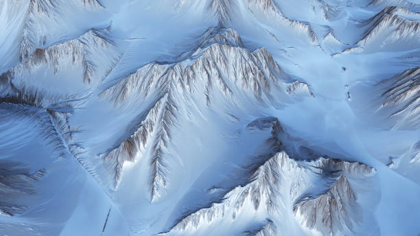 3d-render-illustration der blauen berglandschaft - relief map stock-fotos und bilder