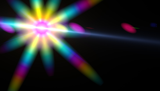Abstract color flare light.Digital lens flare sparkle on space.Glowing spectrum light