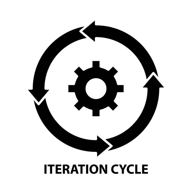 iteration cycle icon, black vector sign with editable strokes, concept illustration iteration cycle icon, black vector sign with editable strokes, concept symbol illustration agile workflow stock illustrations