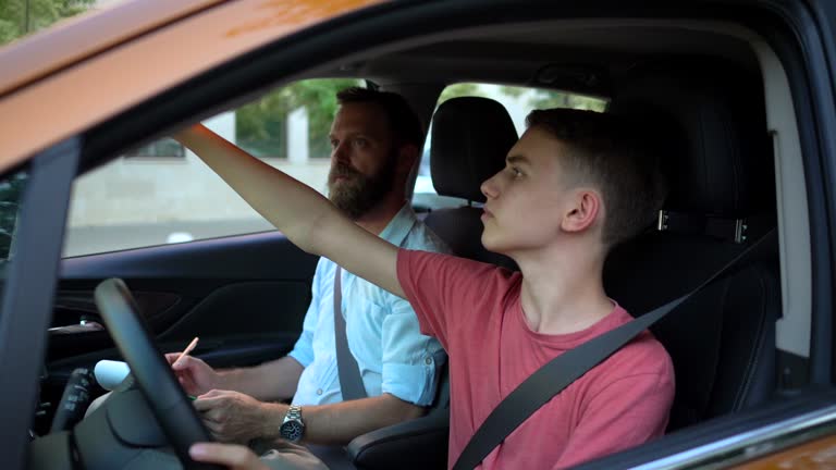 Boy taking the driving test