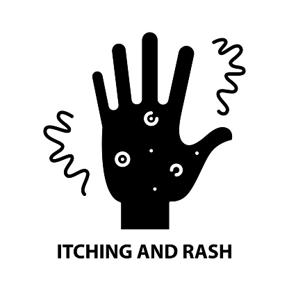Itching And Rash Icon Black Vector Sign With Editable Strokes Concept ...