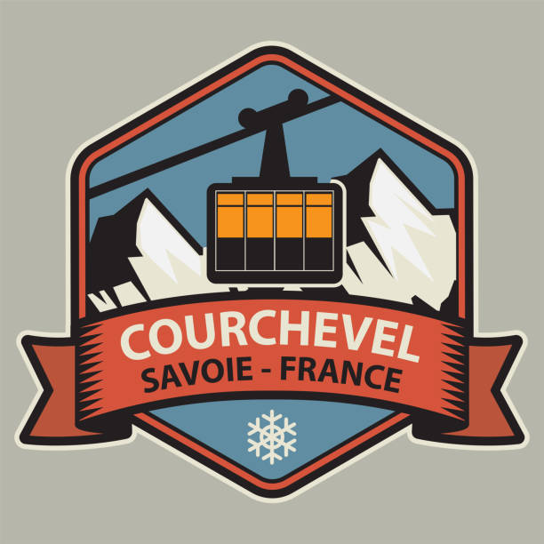ilustrações, clipart, desenhos animados e ícones de courchevel é uma estação de esqui francesa dos alpes - trois vallees illustrations
