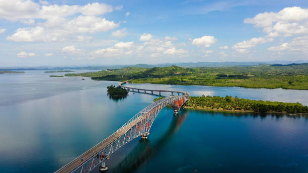 istock San Juanico Bridge: The Longest Bridge in the Philippines. Road bridge between the islands, top view 1290669113