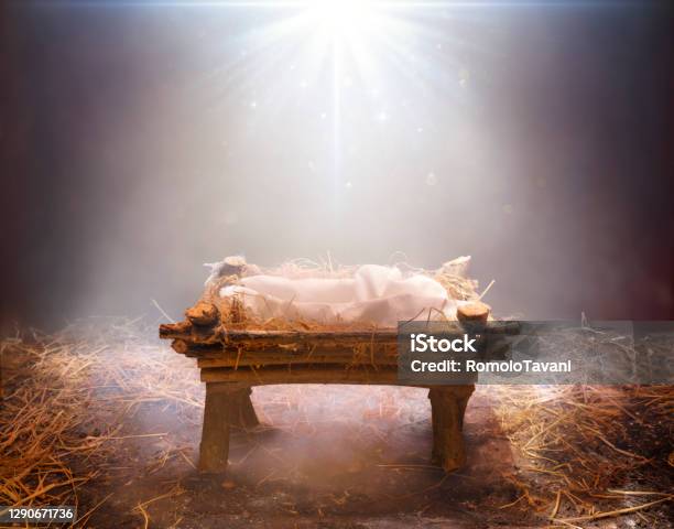 Waiting For The Messiah Empty Manger With Light Falling On It Stock Photo - Download Image Now