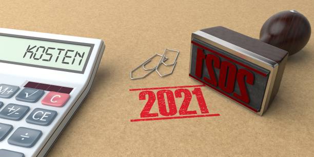 istock Calculator Cost Stamp 2021 1290674108