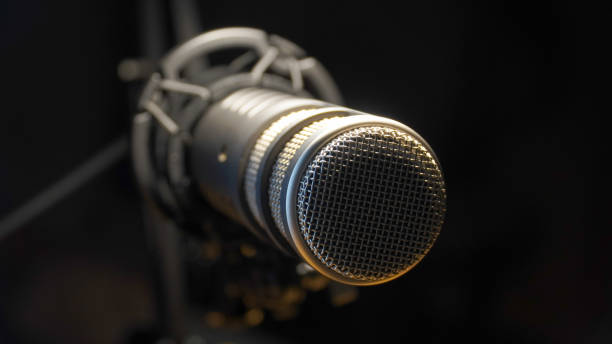 istock Close up of a Dynamic Large-Diaphragm Broadcast Microphone. 1290675558