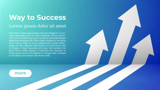 business arrow target direction concept to success. - blau grafiken stock-grafiken, -clipart, -cartoons und -symbole