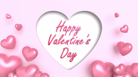 3d render of shiny pink color hearts against pink background. Easy to crop for all your social media and print needs. Valentines day, party, birthday, love and romance concepts.