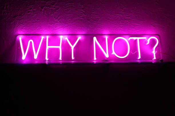 istock Pink neon sign why not?. Trendy style. 1290678335