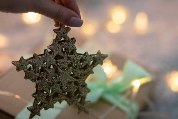 istock Festive New Year composition with wax candles, 1290678658