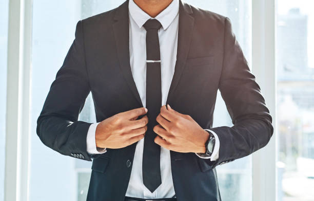 success matches perfectly with a stylish suit - shirt necktie men businessman imagens e fotografias de stock