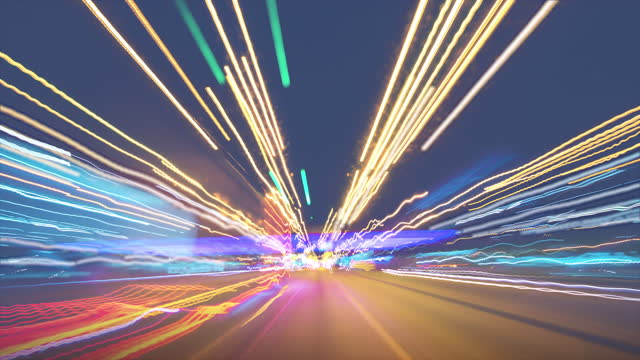 Hyperlapse motion at the night highway