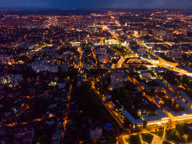 istock Aerial view of Voronezh at night 1290682640