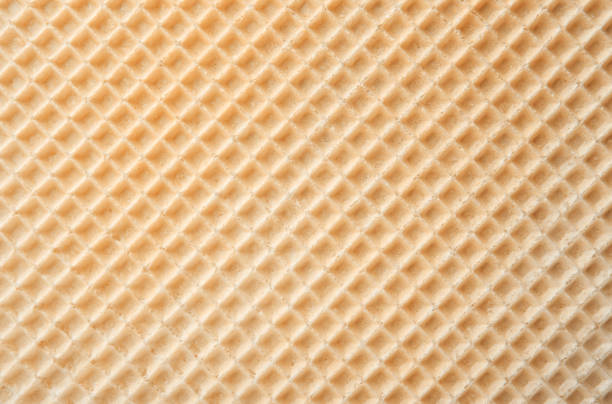 istock Empty wafer texture as background. Closeup view of golden waffle. Top view with place for text 1290682803