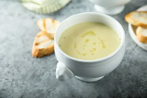 Celery asparagus soup with truffle oil