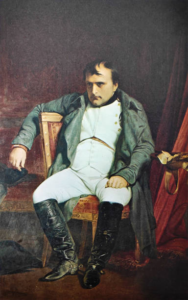 portret napoleona i po jego pożegnaniu z fontainebleau - napoleon stock illustrations