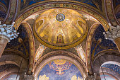 Interiors dome of the Church of All Nations, or Church or Basilica of the Agony, on the Mount of Olives in Jerusalem, next to the Garden of Gethsemane
