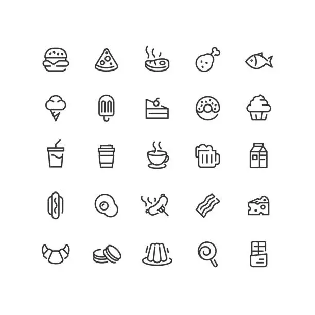 Vector illustration of Food & Drink Line Icons Editable Stroke