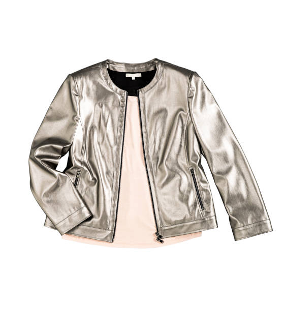 istock Fashionable shiny jacket isolated on white background 1290693366