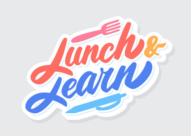 ilustrações de stock, clip art, desenhos animados e ícones de lunch and learn. vector lettering. - ensinar