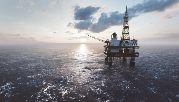 istock Offshore drilling rig on the sea. Oil platform 1290697383