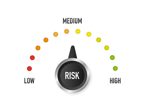 Risk Speedometer, great design for any purposes. Danger symbol. Vector illustration