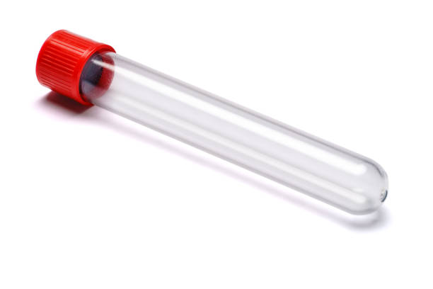 istock Test tube with red plug isolated on white background with clipping path 1290700724