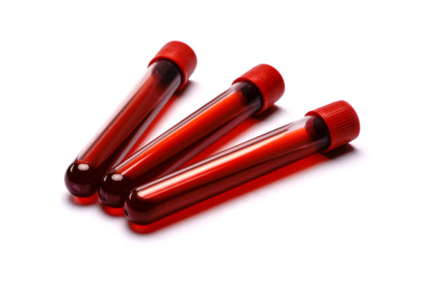 istock Test tube with red plug isolated on white background 1290700785
