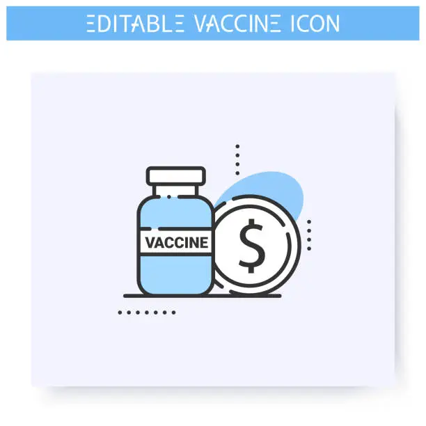 Vector illustration of Vaccine price line icon. Editable illustration