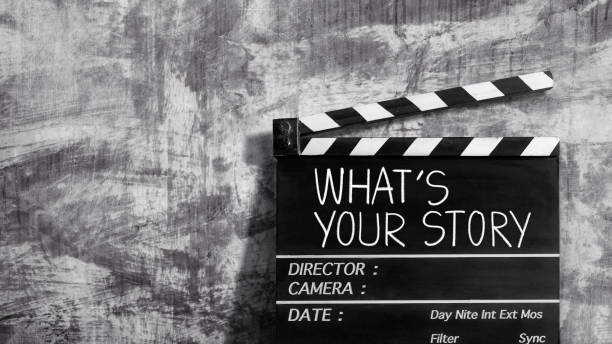 what's your story.title text on film slate for film maker.storytelling concept. Storytelling concept With text on film slate building story photos stock pictures, royalty-free photos & images