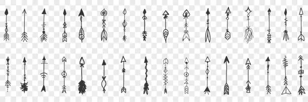 Vector illustration of Arrows hand drawn doodle set