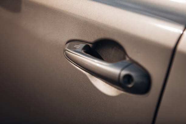 istock Car door carbon handle with key less go sensor 1290711258