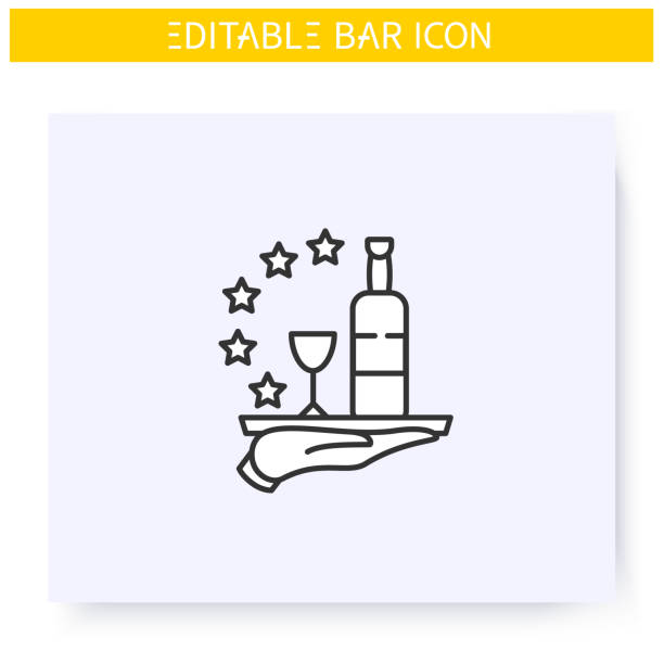 Bar service line icon. Editable illustration Bar service line icon. High quality, reputation, feedback. Restaurant, cafe or bar star rating. Cocktail party and drinking establishment concept. Isolated vector illustration. Editable stroke bar drink establishment illustrations stock illustrations