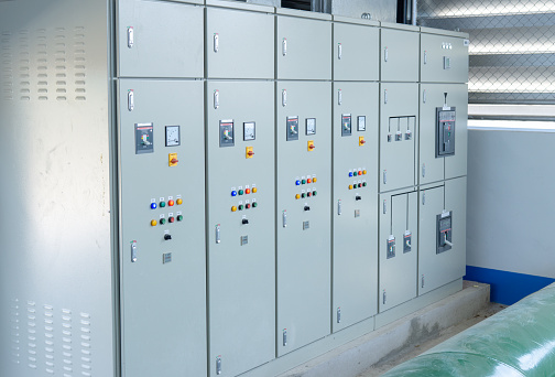 Electrical control cabinet in industrial system.
