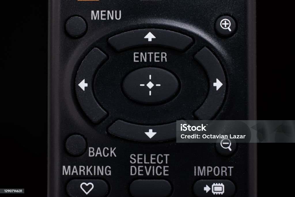 Navigation Remote Controller Black Plastic Remote Control With Menu And Navigation Buttons Macro ...