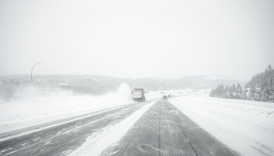 Snow, Road, Truck Highway, Blizzard