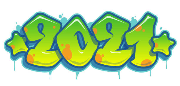 istock 2021 number in graffiti letters style vector banner isolated. New year 1290718617