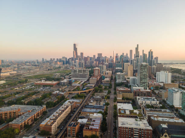 istock Aerial Views of Chicago Skyline 1290722666
