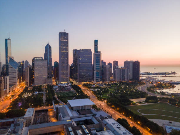 istock Aerial Views of Chicago Skyline 1290723467