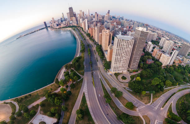 istock Aerial Views of Chicago Skyline 1290723822
