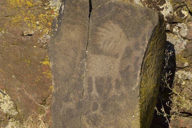 istock Close Up Of Four Legged Animal Petroglyph 1290725341