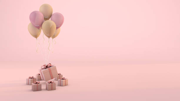 istock Pink Celebration with pink gift box and rose background 1290726791