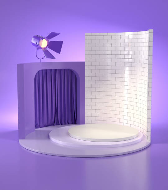 istock 3d rendering of Podium and abstract geometric. 1290727604