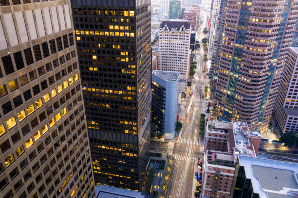 istock Los Angeles Skyline Aerial Video Sunset 1290731729