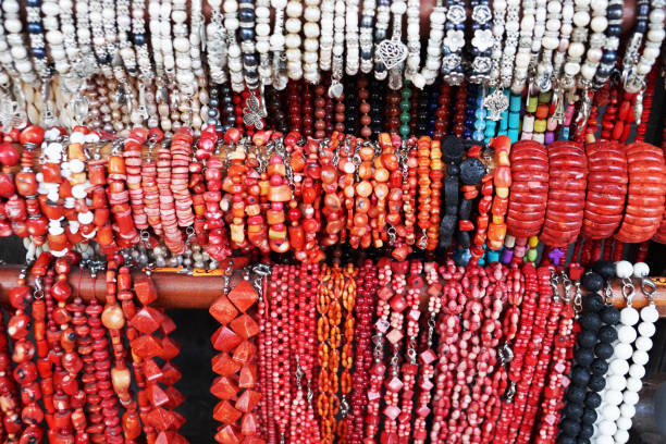 istock many multi-colored beads and bracelets hang on the counter 1290731848