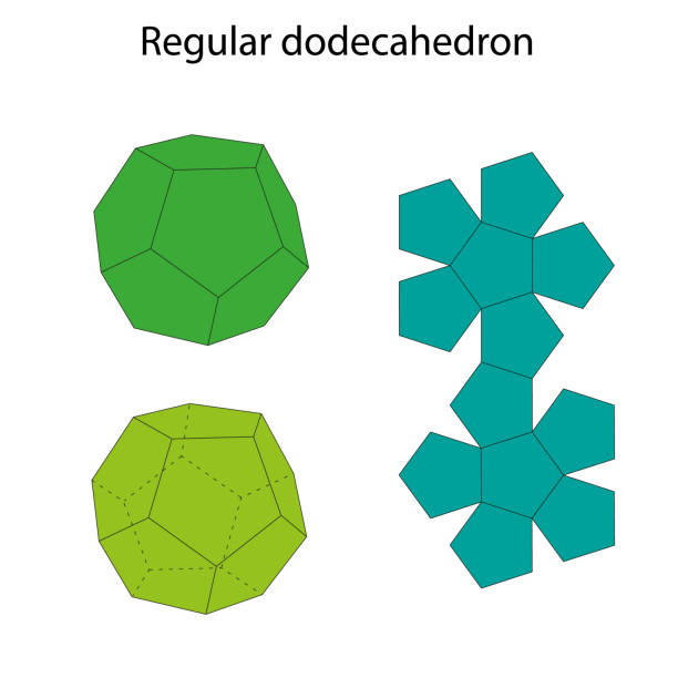 Dodecahedron with net. Regular polyhedron. Vector illustration. Dodecahedron with net. Regular polyhedron. Vector illustration. platonic solids stock illustrations