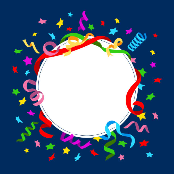 ilustrações de stock, clip art, desenhos animados e ícones de celebration blank round frame - streamer celebration anniversary backgrounds