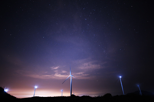 This picture show Yeongam wind power generation in South Korea. Also, as you can see there are a lot of stars.